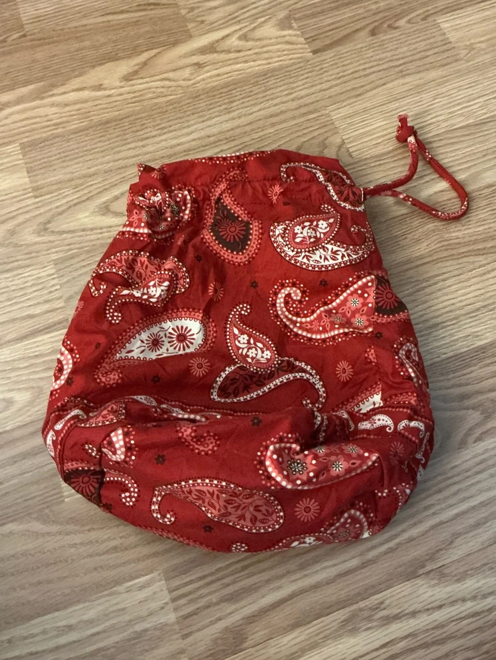 Vera Bradley Retired Print Red Paisley Drawstring Pouch Bag
